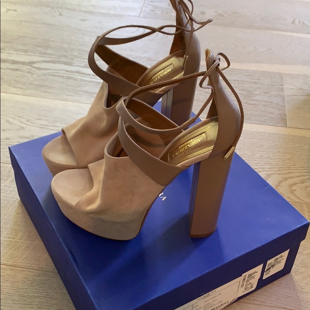 Aquazzura Suede and Leather Platform Sandals
